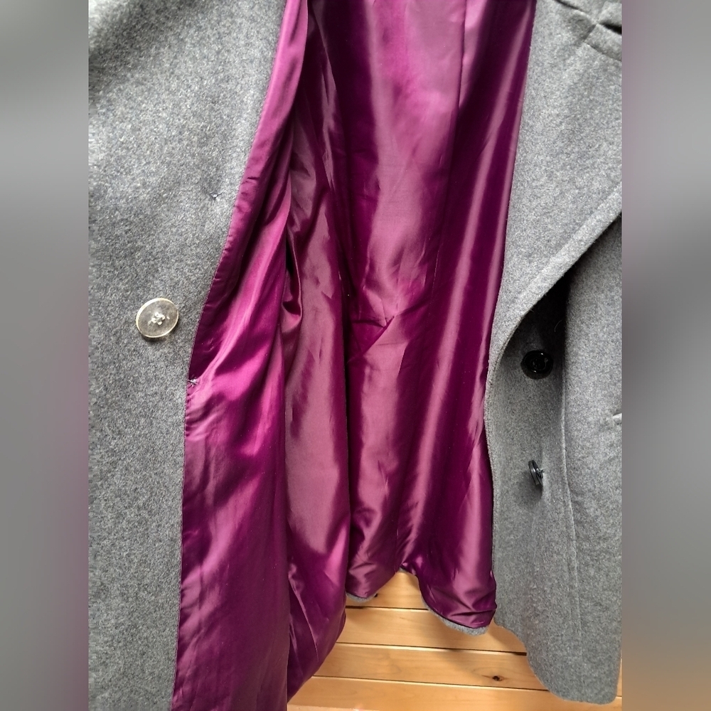 Anne Klein Charcoal Double-Breasted Pea Coat - Picture 4 of 5